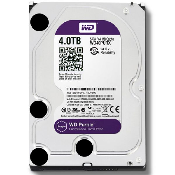 HDD Western Purple 4TB dòng ổ cứng chuyên dụng cho camera, 64MB (6Gb/s) /IntelliPower (RPM)/ SATA3), Màu tím.(cty)