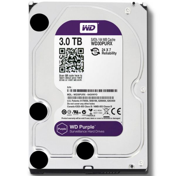 HDD Western Purple 3TB dòng ổ cứng chuyên dụng cho camera, 64MB (6Gb/s) /IntelliPower (RPM)/ SATA3), Màu tím (cty)